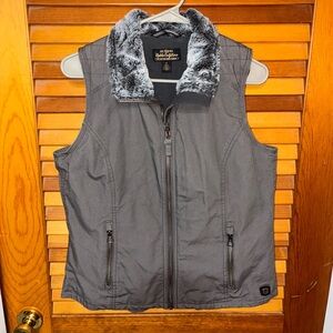 Noble Outfitters Women’s Canvas Tough Vest, faux fur, gray - size medium